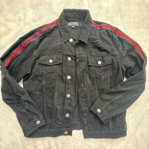 PacSun Black and Red Athletic-Inspired Shirt Jacket